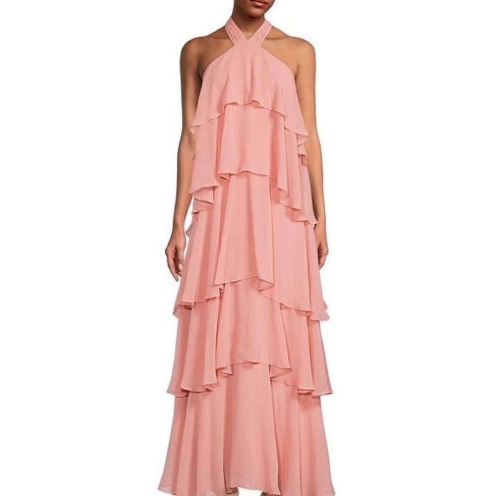 NWT, Antonio Melani,Mariela, Soft Chiffon Tiers Open-Back,Halter Neckline,Size 6 - Picture 10 of 16